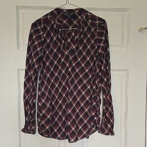 GAP Size SMALL Navy, Red, and Cream Blouse.